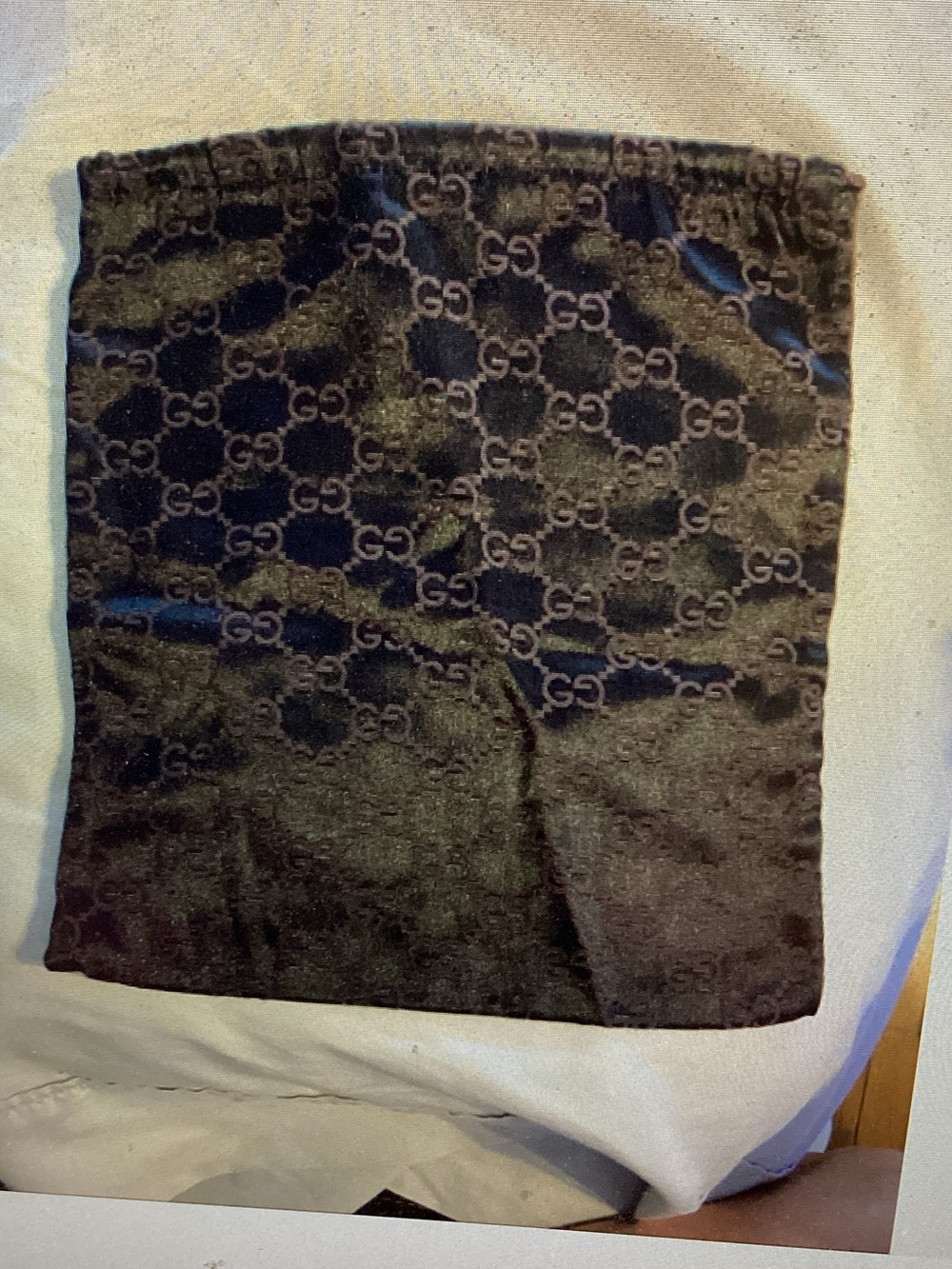 Gucci Brown Satin  GG Logo Dust Bag